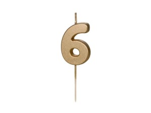 ŚWIECZKA URODZINOWA 6 ZŁOTA 4,5CM