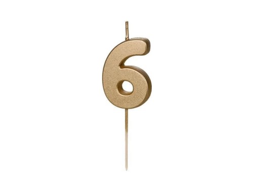 Świeczka urodzinowa 6 złota 4,5cm