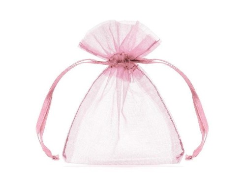 Woreczki z organzy różowy 10cm 10szt, PartyDeco