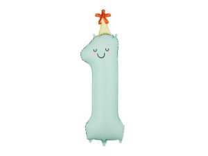 BALON FOLIOWY CYFRA 1 MIĘTOWY 86CM