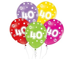 BALONY LICZBA 40 URODZINY 30CM 5SZT