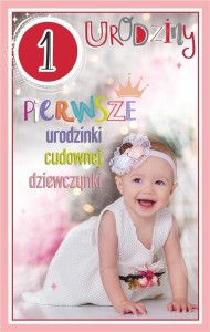 KARTKA OKOLICZNOŚCIOWA URODZINY ROCZEK DZIEWCZYNKA