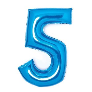BALON FOLIOWY CYFRA 5 NIEBIESKA 52X66CM