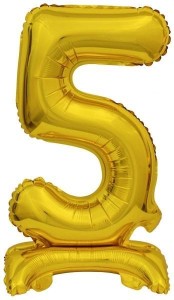 BALON FOLIOWY MINI CYFRA 5 ZE STOPKĄ ZŁOTA 22X40CM