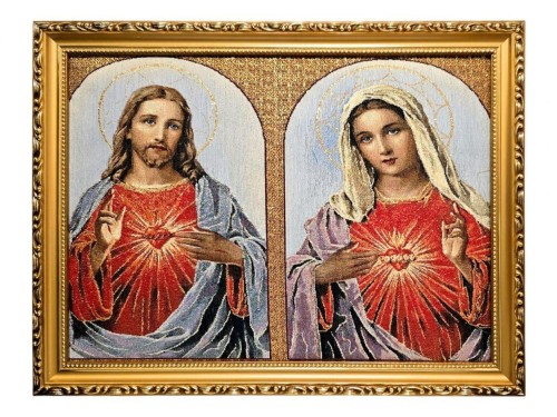 Obraz Haftowany Serce Maryi/SerceJezusa 32x42cm