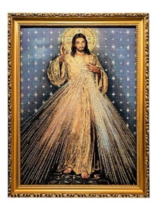 OBRAZ HAFTOWANY JEZUS MIŁOSIERNY 42X32CM