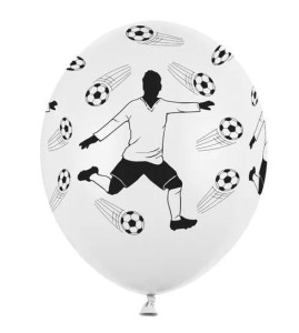 BALONY PIŁKARZ I PIŁKI WHITE PASTEL 30CM 6SZT