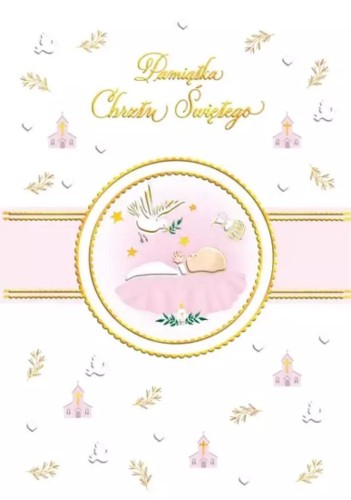 Karnet A4 chrzest Różowy