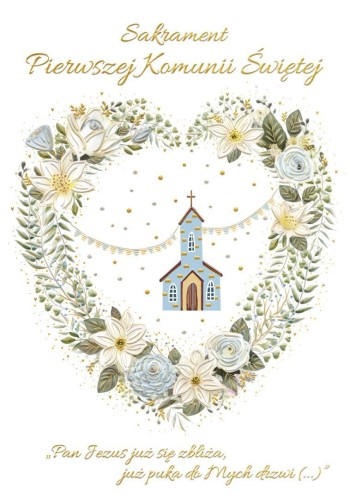 Karnet A5 Komunia Błękitny kościółek