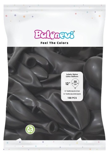 Balony lateksowe Pastel czarne 25cm 100szt