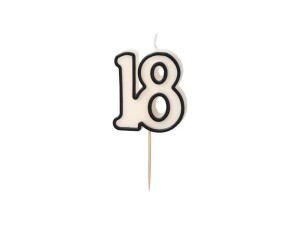 ŚWIECZKA URODZINOWA 18 BIAŁO-CZARNY 5,5CM