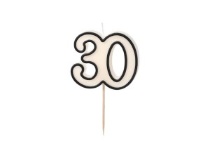 ŚWIECZKA URODZINOWA 30 BIAŁO-CZARNY 5,5CM