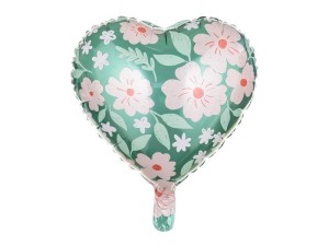 BALON FOLIOWY SERCE W KWIATY 45CM