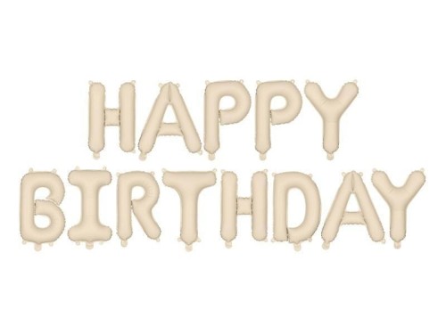 Balon foliowy Happy Birthday 340x35cm beż