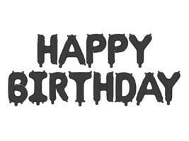 Balon foliowy Happy Birthday 340x35cm czarny