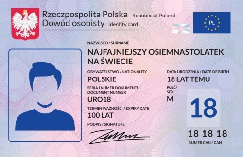 268 Karnet JCX Dowód Osobisty 18-urodziny męskie