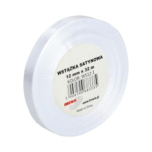 WSTĄŻKA SATYNOWA BIAŁA 12MMX32M