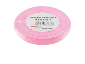 WSTĄŻKA SATYNOWA JASNA RÓŻOWA 12MMX32M