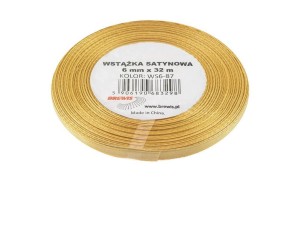WSTĄŻKA SATYNOWA ZŁOTA 6MMX32M
