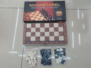SZACHY+WARCABY MAGNETYCZNE, DREWNIANA PLANSZA