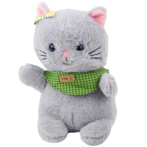 MASKOTKA KOT SZARY 22CM, LEANTOYS
