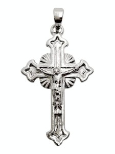 ZAWIESZKA KRZYŻYK POSREBRZANY 30X18MM