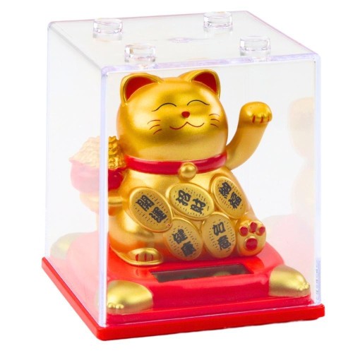Chiński kot szczęścia w gablocie złoty, Leantoys