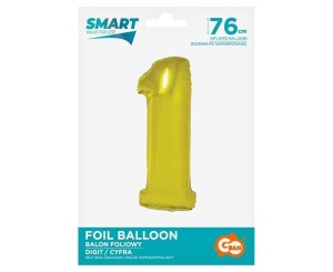BALON FOLIOWY CYFRA 1 ZŁOTA SMART 76CM