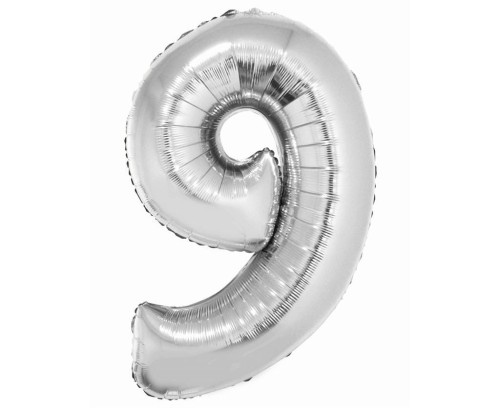 Balon foliowy Smart cyfra 9 srebrny 76cm