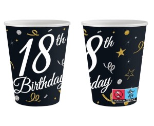 KUBECZKI PAPIEROWE B&C 18 BIRTHDAY 240ML 6SZT