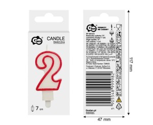 ŚWIECZKA 2 CZERWONY KONTUR 7CM