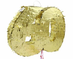 PINIATA CYFRA 60 METALICZNA ZŁOTA FOLIOWA 50X50CM