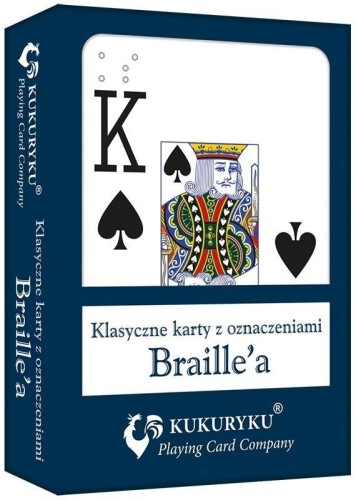 Karty do gry niebieskie ze znakami Braille'a