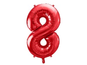 BALON FOLIOWY 8 CZERWONY 86CM