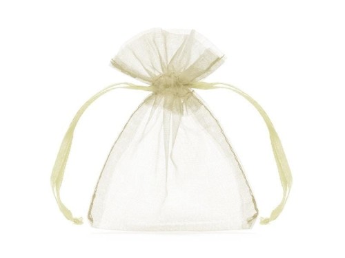 Woreczki z organzy kremowy 10cm 10szt, PartyDeco
