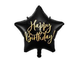 BALON FOLIOWY HAPPY BIRTHDAY 40CM CZARNY