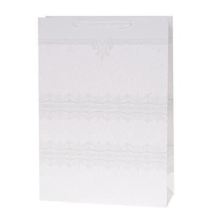 TOREBKA LUX 14,5X15X6,5CM BROKAT BIAŁA ROZETTE