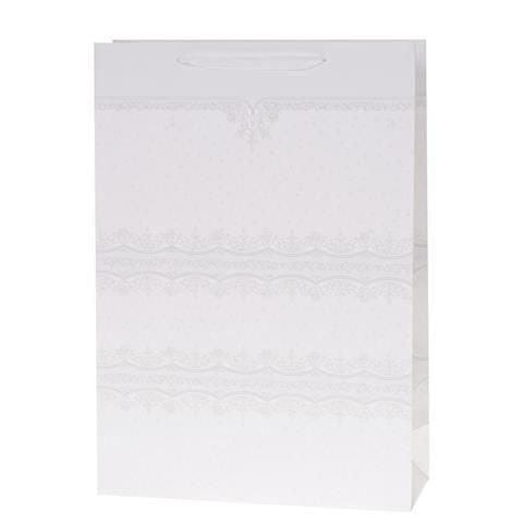 Torebka Lux 14,5x15x6,5cm brokat biała ROZETTE
