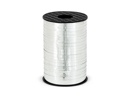 Wstążka plastikowa srebrna 5mmx225m, PartyDeco