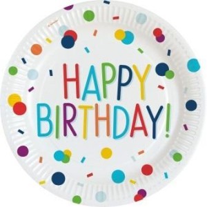 TALERZE OWALNE PAPIEROWE HAPPY BIRTHDAY 23CM 8SZT
