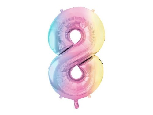 Balon foliowy 8 pastelowy tęczowy 86cm