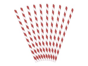 SŁOMKI PAPIEROWE CZERWONE 19,5CM 10SZT