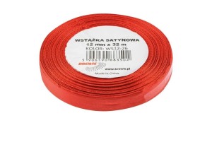 WSTĄŻKA SATYNOWA CZERWONA 12MMX32M