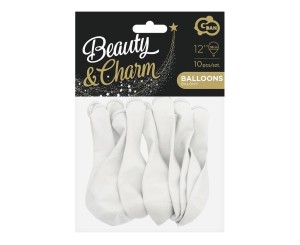 BALONY PASTELOWE BEAUTY&CHARM BIAŁE 30CM 10SZT