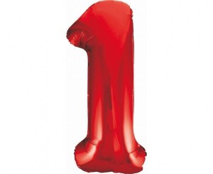 BALON FOLIOWY B&C CYFRA 1 CZERWONA 85CM