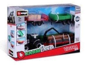TRACTOR GIFT SET VALTRA + 3 TRAILERS 10CM BBURAGO
