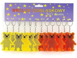 BRELOK ZAWIESZKA ODBLASKOWA MIŚ 7CM 12SZT, ADAR