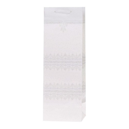 Torebka Lux 12x36x10cm brokat biała ROZETTE