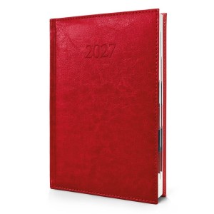 KALENDARZ 2027 A5 AGENDA DZIENNY CZERWONY