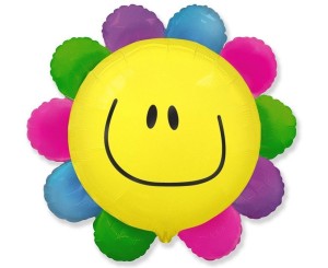 BALON FOLIOWY KWIATEK TĘCZOWY 60CM